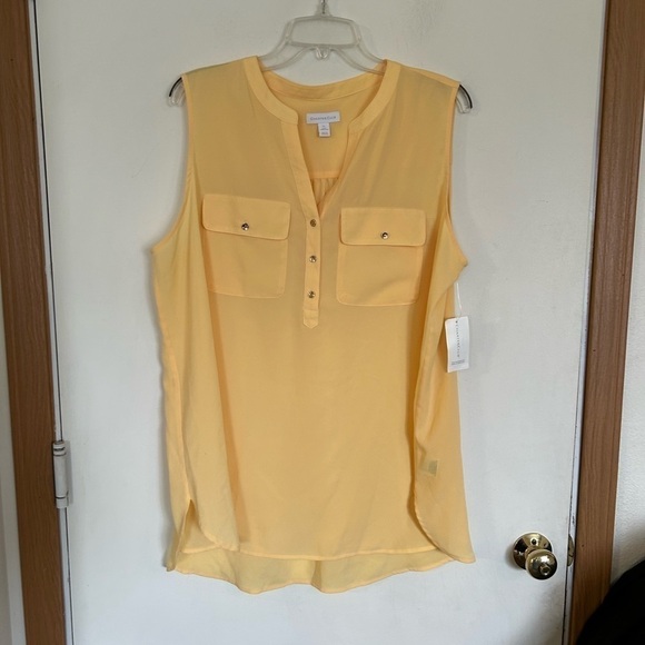 NWT charter club, XL, endless Summer, yellow sleeveless blouse - Picture 1 of 5